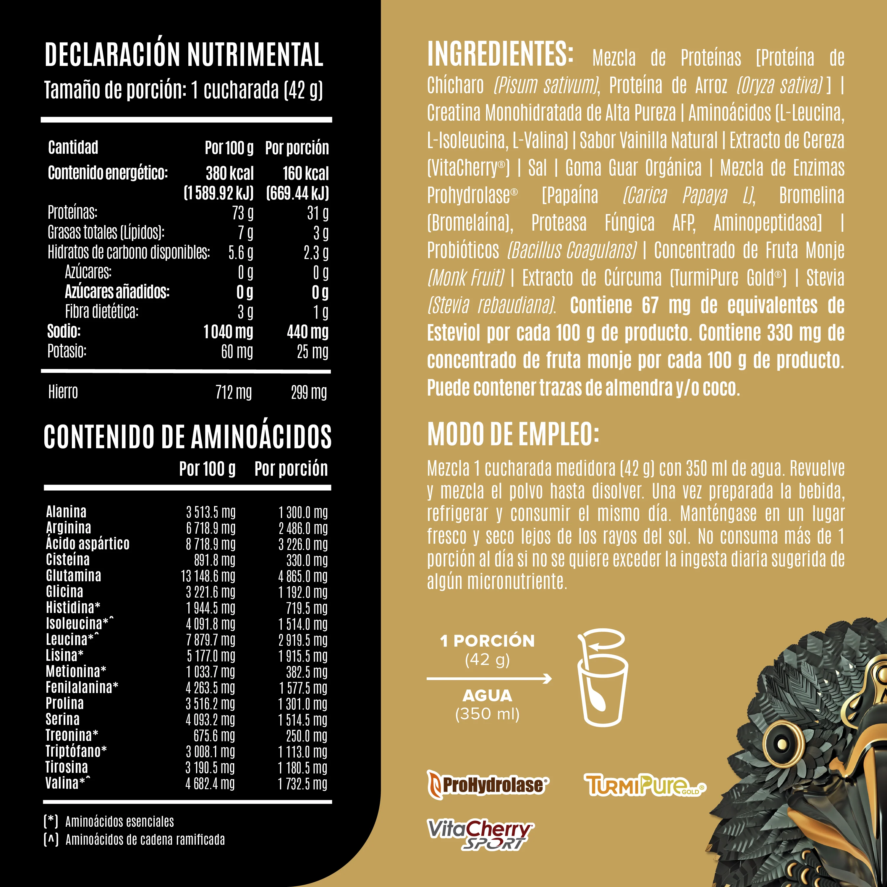Falcon Performance Proteína en Polvo con Creatina & BCAAs - Golden Vanilla 10 Pack Sobres - Image 4