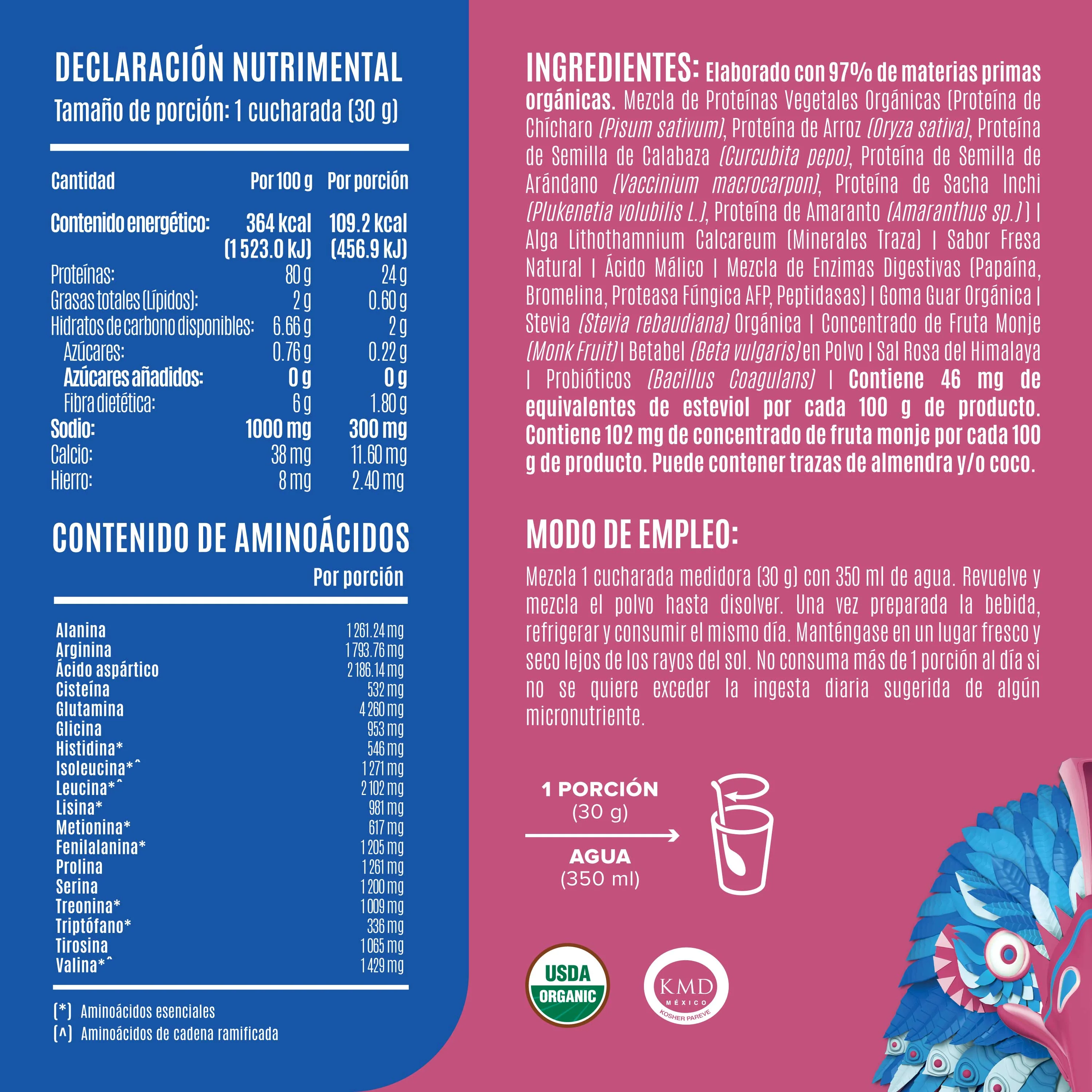 Falcon Protein: Proteína Vegana Orgánica en Polvo - Fresa 510 g - Image 3